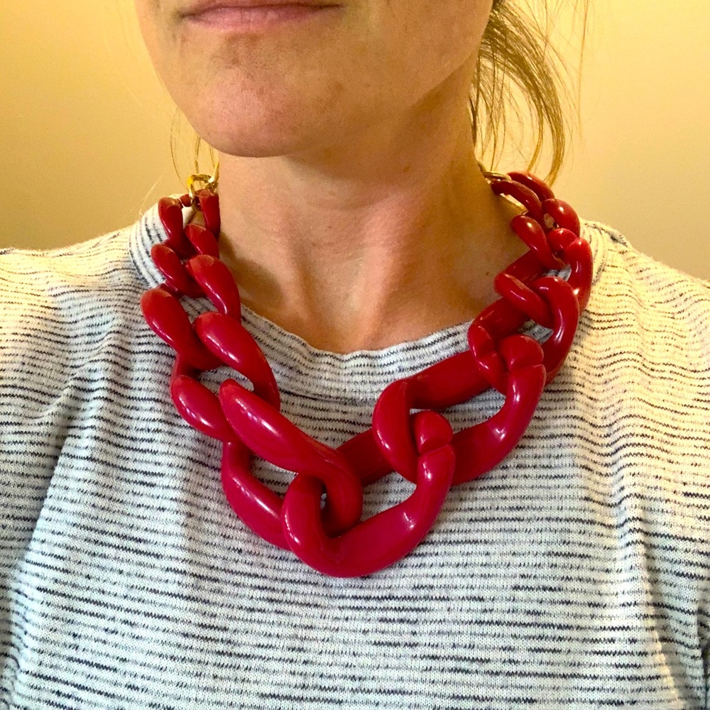 Raspberry Pink Chain Statement Necklace - image 2